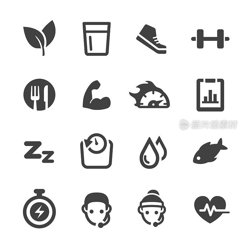 Weight Loss and Fitness Icons Set - Acme Series